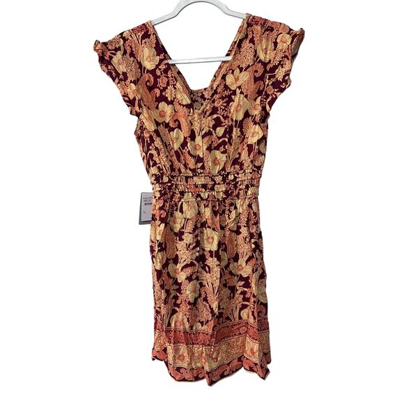 Nostalgia Womens Size Small Mixed Red Floral Boho Fit Flare Mini Dress NEW - Picture 4 of 11